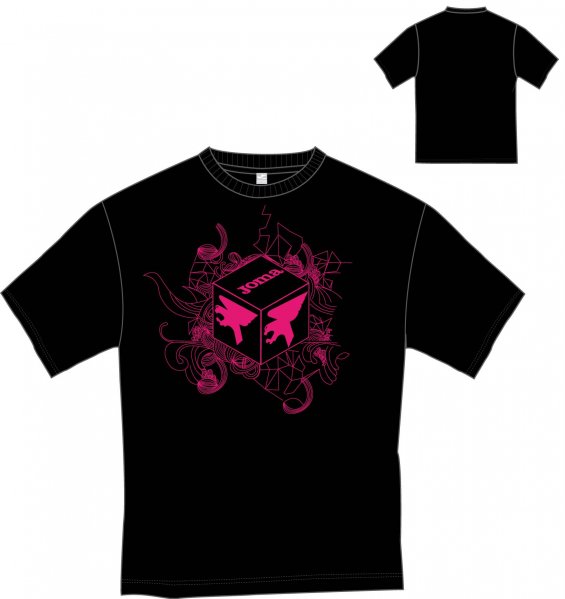 T-SHIRT BLACK-FUCHSIA S/S