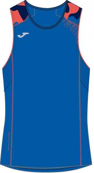 T-SHIRT RUNNING ROYAL-ORANGE FLUOR SLEEVELESS