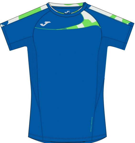T-SHIRT RUNNING ROYAL-GREEN FLUOR S/S
