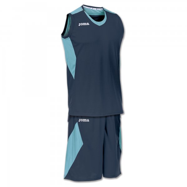 SET SPACE NAVY-TURQUOISE SLEEVELESS