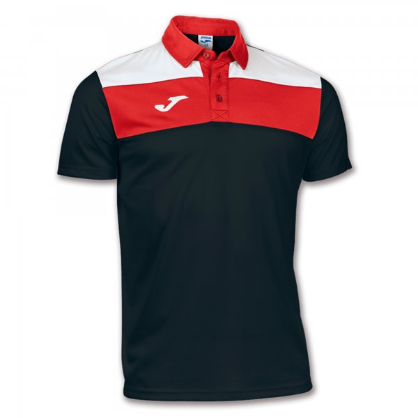 POLO CREW BLACK-WHITE-RED S/S