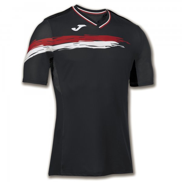T-SHIRT TENNIS BLACK-RED S/S
