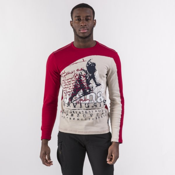 T-SHIRT INVICTUS RED-BEIGE L/S