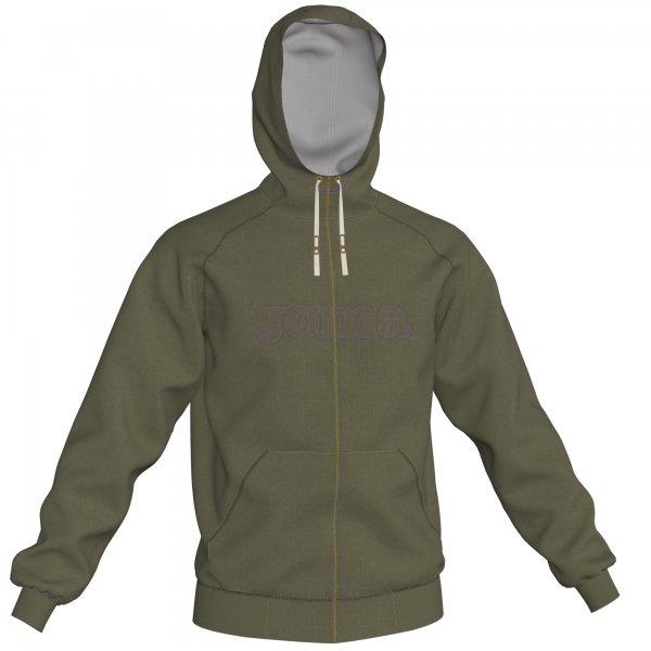 SWEATSHIRT ZIPPER HOODIE COTTON DARK GREEN