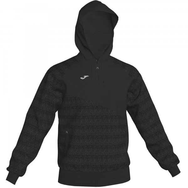SWEATSHIRT HOODIE DARK MELANGE-BLACK