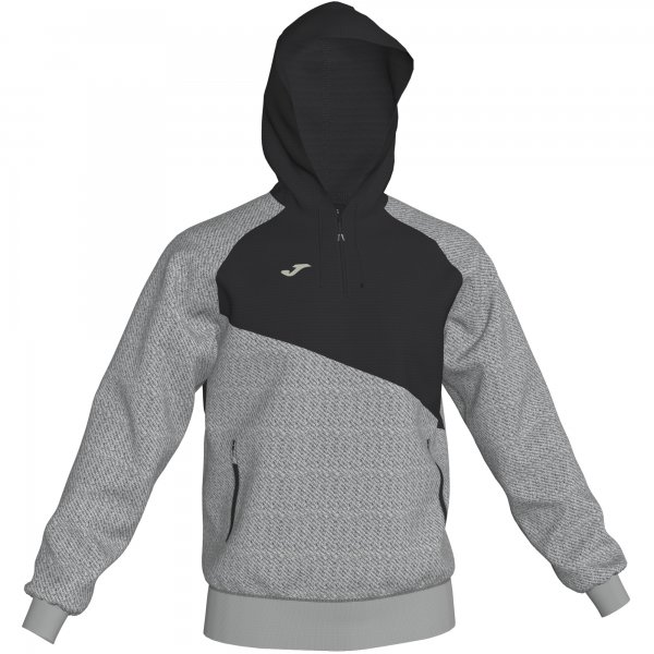 SWEATSHIRT HOODIE LIGHT MELANGE-BLACK