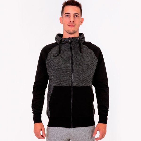 HOODED JACKET BLACK-DARK MELANGE