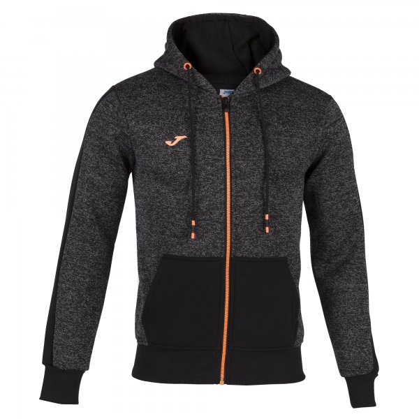 HOODED JACKET MELANGE-BLACK-ORANGE