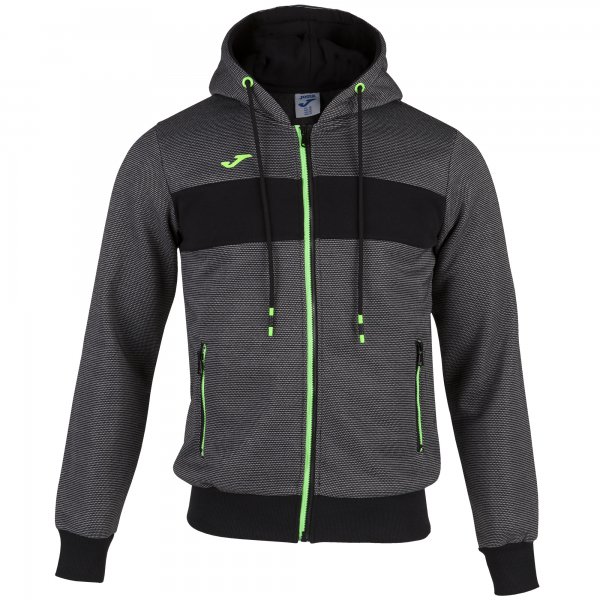 HOODED JACKET MELANGE-BLACK-FLUOR GREEN