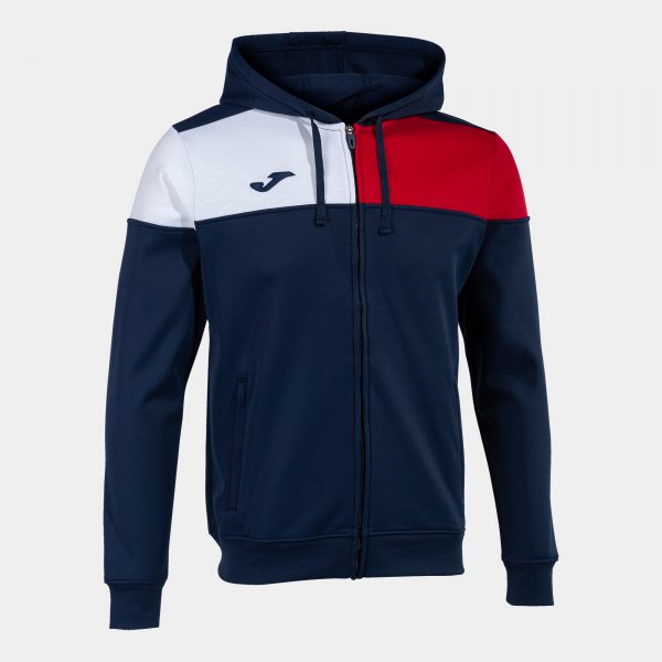 CREW V ZIP-UP HOODIE NAVY RED