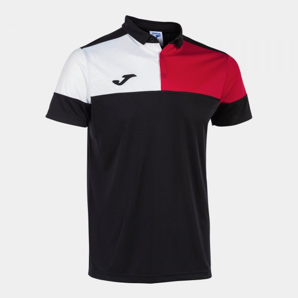 CREW V SHORT SLEEVE POLO BLACK RED