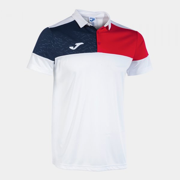 CREW V SHORT SLEEVE POLO WHITE RED