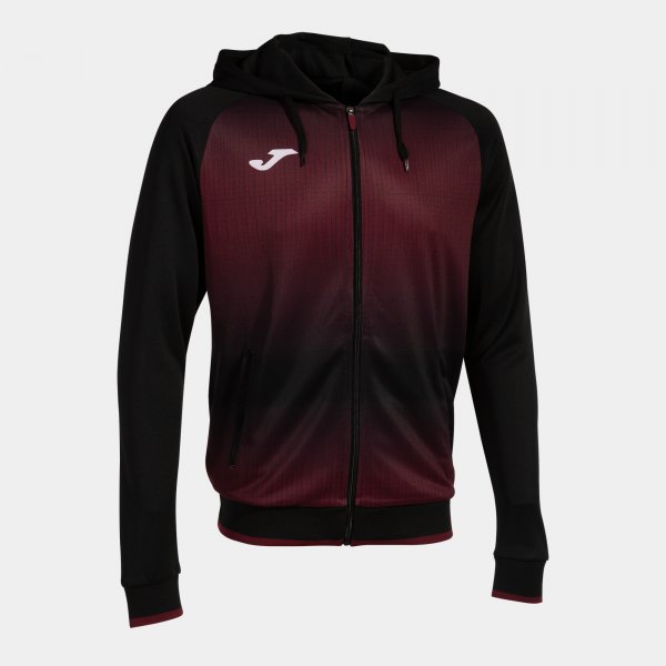 TIGER V ZIP-UP HOODIE BLACK BURGUNDY