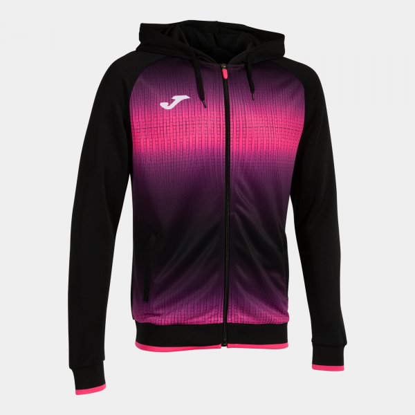 TIGER V ZIP-UP HOODIE BLACK FLUOR PINK