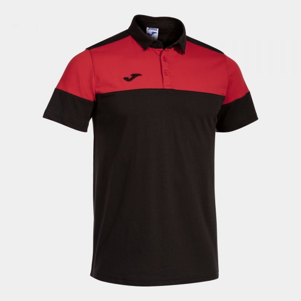 CREW V SHORT SLEEVE POLO BLACK RED