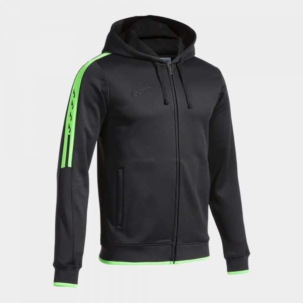 OLIMPIADA ZIP-UP HOODIE BLACK FLUOR GREEN