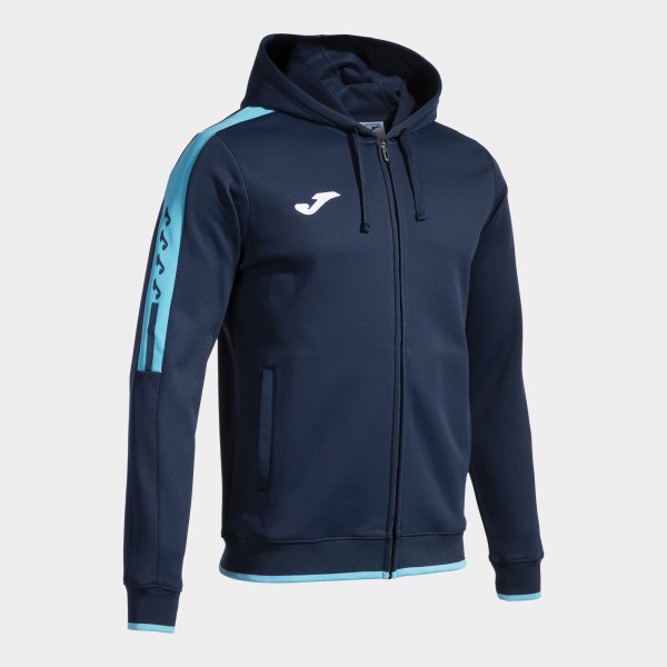 OLIMPIADA ZIP-UP HOODIE NAVY FLUOR TURQUOISE