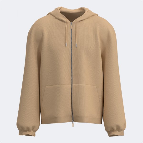 MIMETIC ZIP-UP HOODIE BROWN