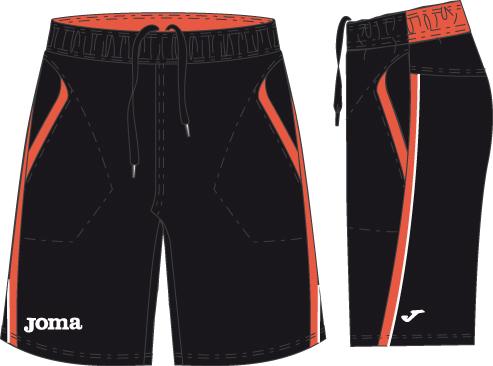 TENNIS BLACK-ORANGE SHORT WITH POCKETS