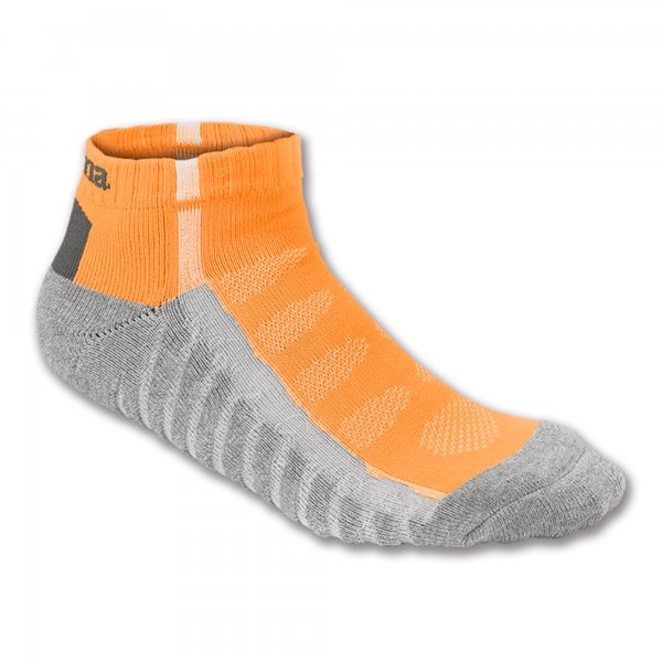 ANKLE SOCKS ORANGE FLUOR-GREY STRIPED