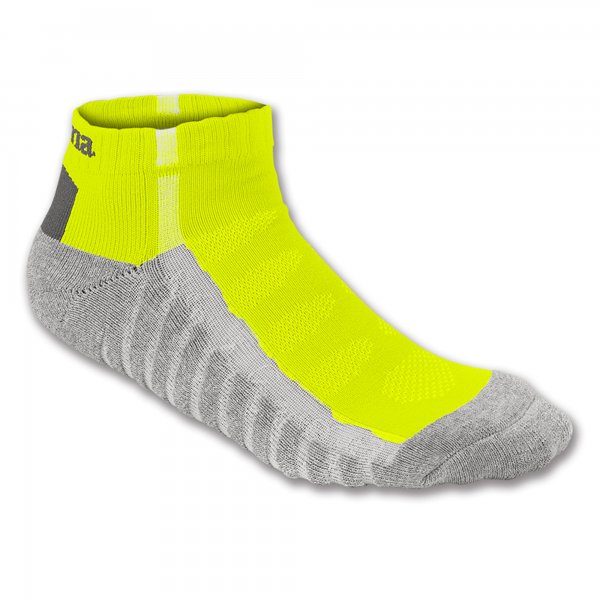 ANKLE SOCKS YELLOW FLUOR-GREY STRIPED