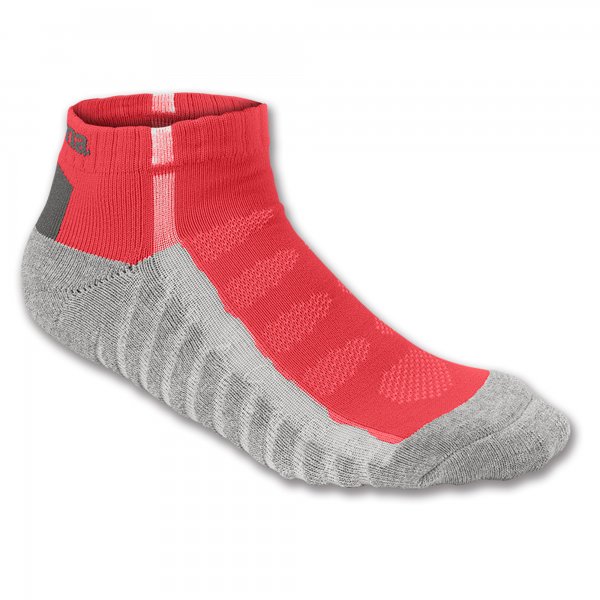 ANKLE SOCKS RED-GREY STRIPED