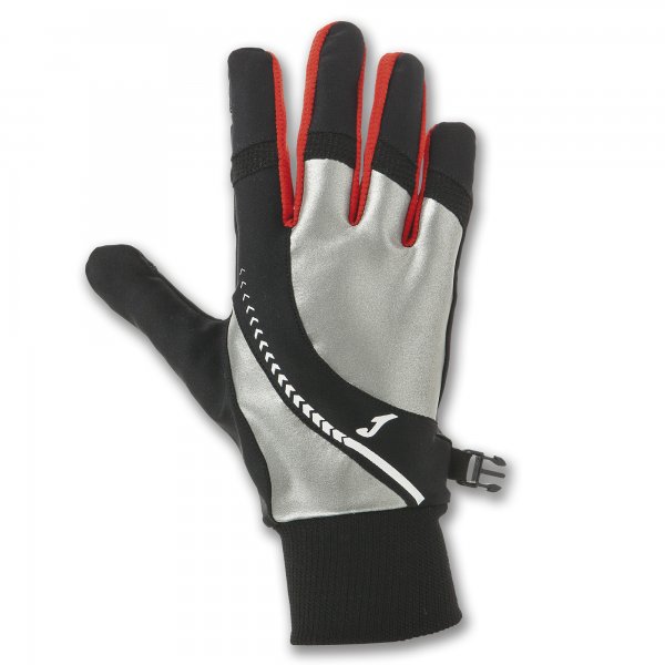 REFLECTIVE RUNNING GLOVES BLACK-RED