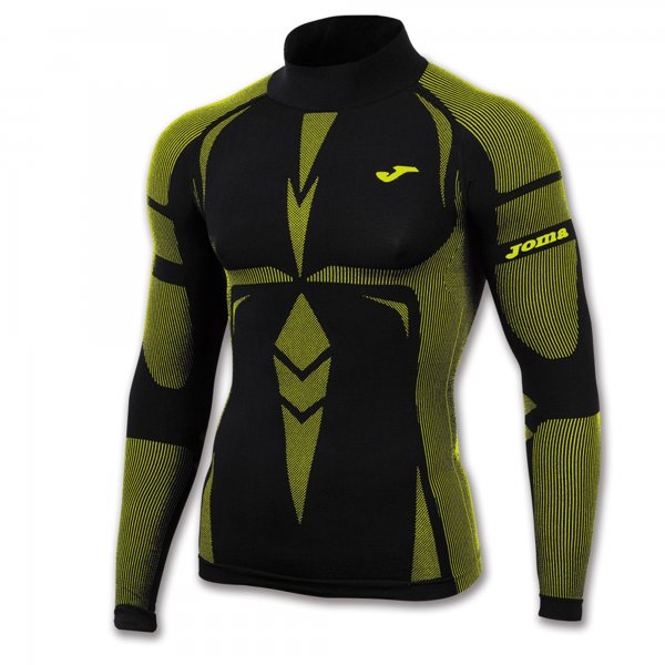 T-SHIRT BRAMA EMOTION BLACK-YELLOW WITH NECK L/S