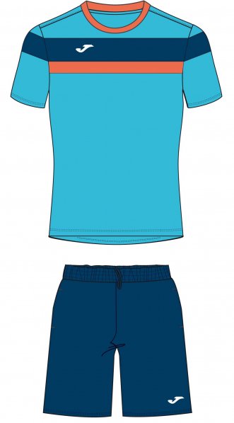 SET T-SHIRT + SHORT TURQUOISE-NAVY S/S