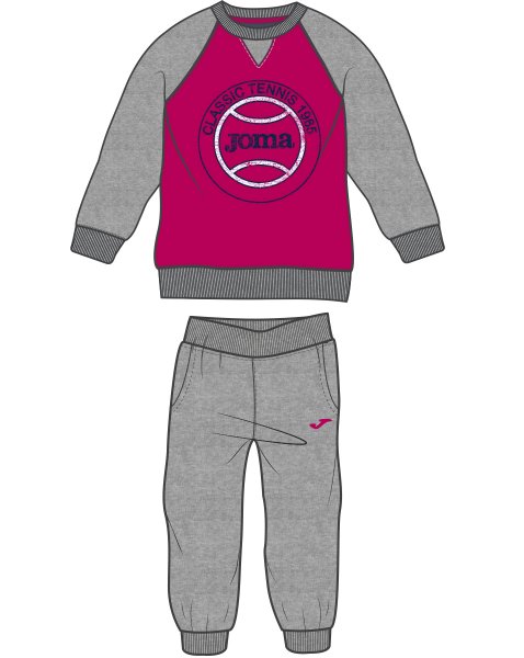 SWEATSHIRT CLASSIC TENNIS 1965 GREY-FUCHSIA