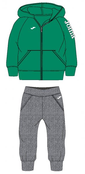 HOODED TRACKSUIT BABY GREEN-MELANGE