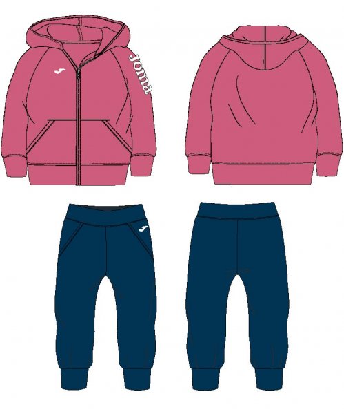 HOODED TRACKSUIT BABY PINK-DARK NAVY