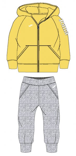 HOODED TRACKSUIT BABY YELLOW-MELANGE