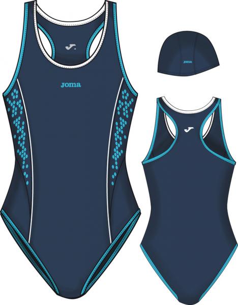 NADO NAVY/TURQUOISE SWIMSUIT+SWIMMING CAP
