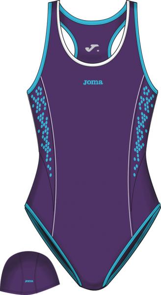 NADO VIOLET/BLUE SWIMSUIT+SWIMMING CAP