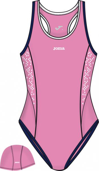 NADO PINK/WHITE SWIMSUIT+SWIMMING CAP