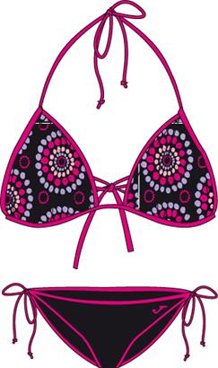 BEACH PRINT BLACK TOP BIKINI 