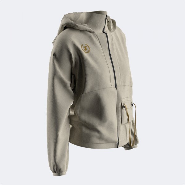 MIMETIC ZIP-UP HOODIE BEIGE