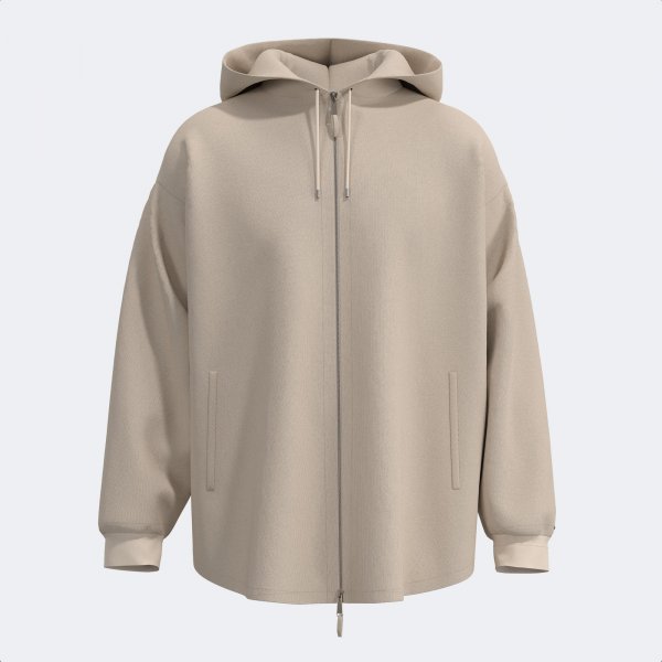 MIMETIC ZIP-UP HOODIE BEIGE