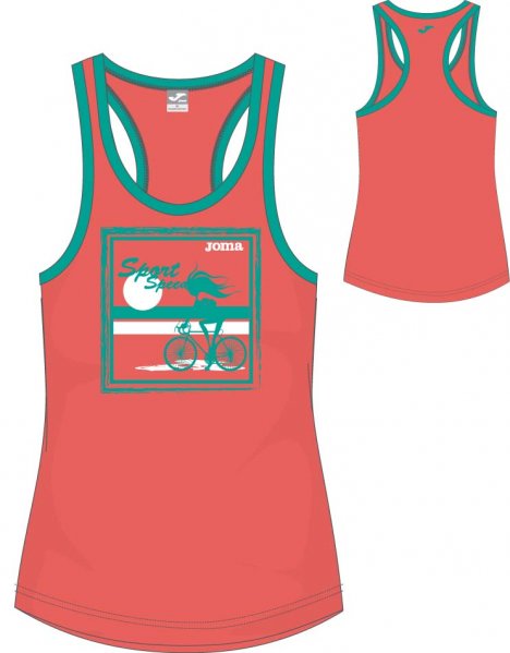 T-SHIRT ORANGE-GREEN SLEEVELESS WOMAN