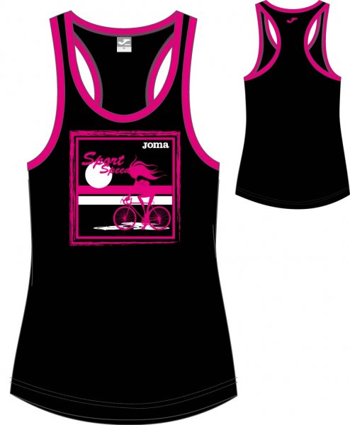 T-SHIRT BLACK-FUCHSIA SLEEVELESS WOMAN