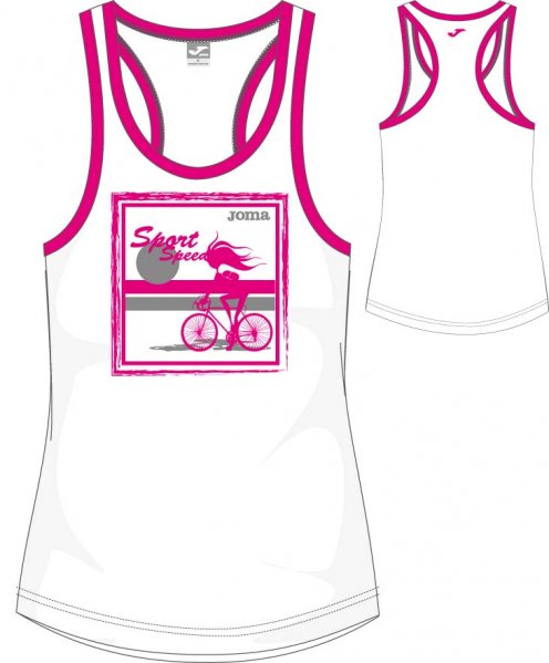 T-SHIRT WHITE-FUCHSIA SLEEVELESS WOMAN
