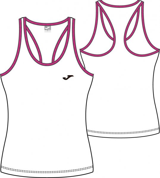 T-SHIRT GYM WHITE-FUCHSIA SLEEVELESS WOMAN