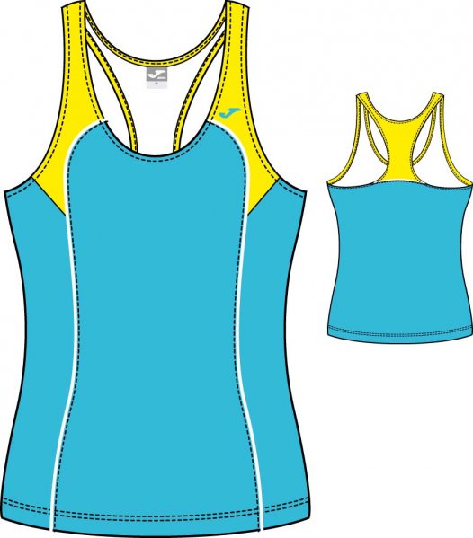 T-SHIRT GYM TURQUOISE-YELLOW SLEEVELESS WOMAN