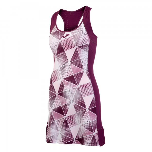 DRESS PATTERNED BURGUNDY