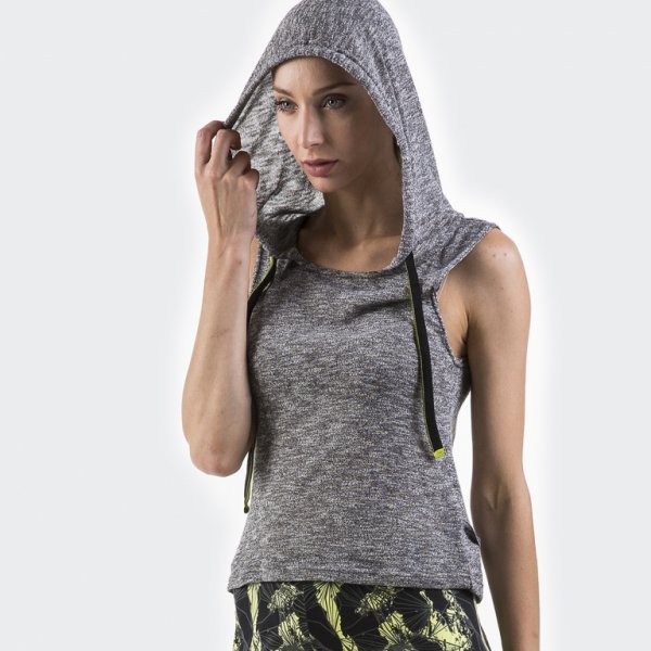 SWEATSHIRT HOOD SLEEVELESS GRAFITY GREY