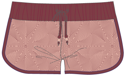 WOMEN BEACH SHORTS SALMON FLUOR-BURGUNDY