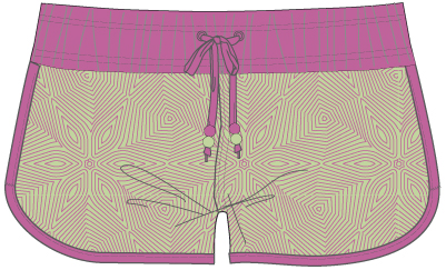 WOMEN BEACH SHORTS PINK-GREEN