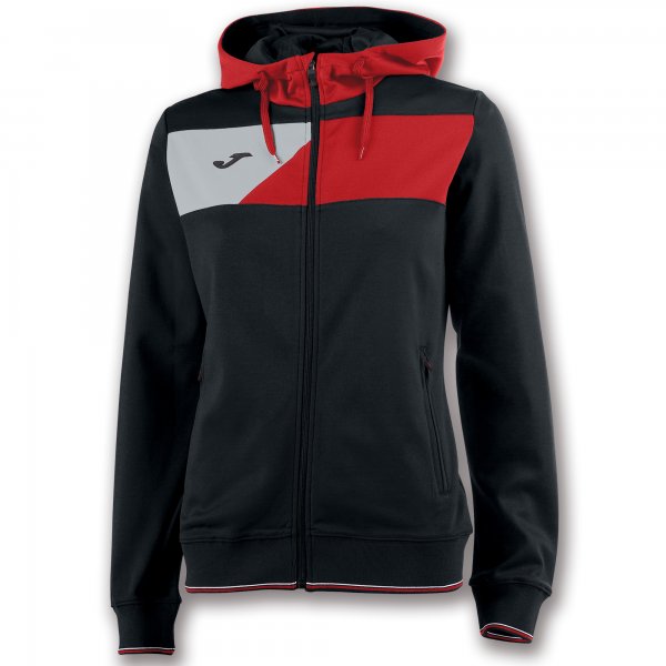 HOODED JACKET CREW II BLACK-RED WOMAN