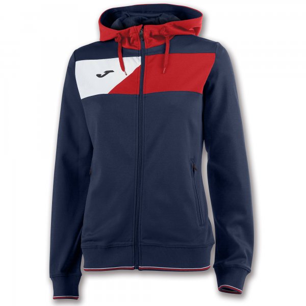 HOODED JACKET CREW II NAVY-RED WOMAN